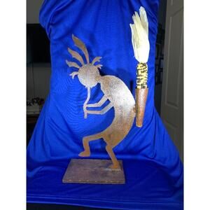 Wrought Iron Rusty Kokopelli Metal Art 14" tall